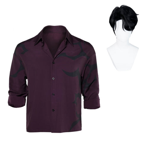 KPop Demon Hunters(2025) Saja Boys Jinu Chemise Imprimée Noire et Violette Cosplay Costume