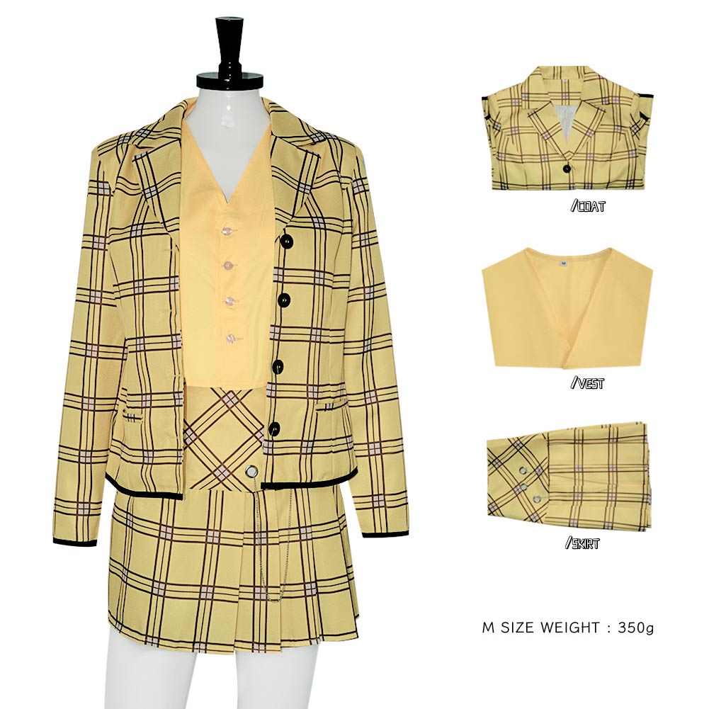 Clueless Cher Horowitz Tenue Jaune de Jupe Cosplay Costume