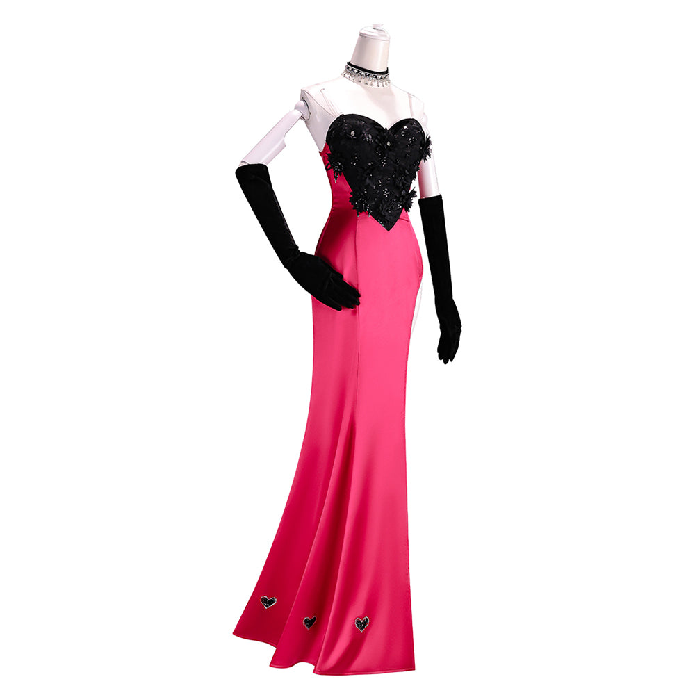 Cosplay Costume Angel Dust Hazbin Hotel TV Cosplay Robe Rouge et Noire Femme