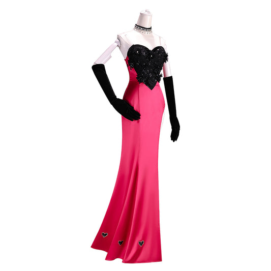 Cosplay Costume Angel Dust Hazbin Hotel TV Cosplay Robe Rouge et Noire Femme