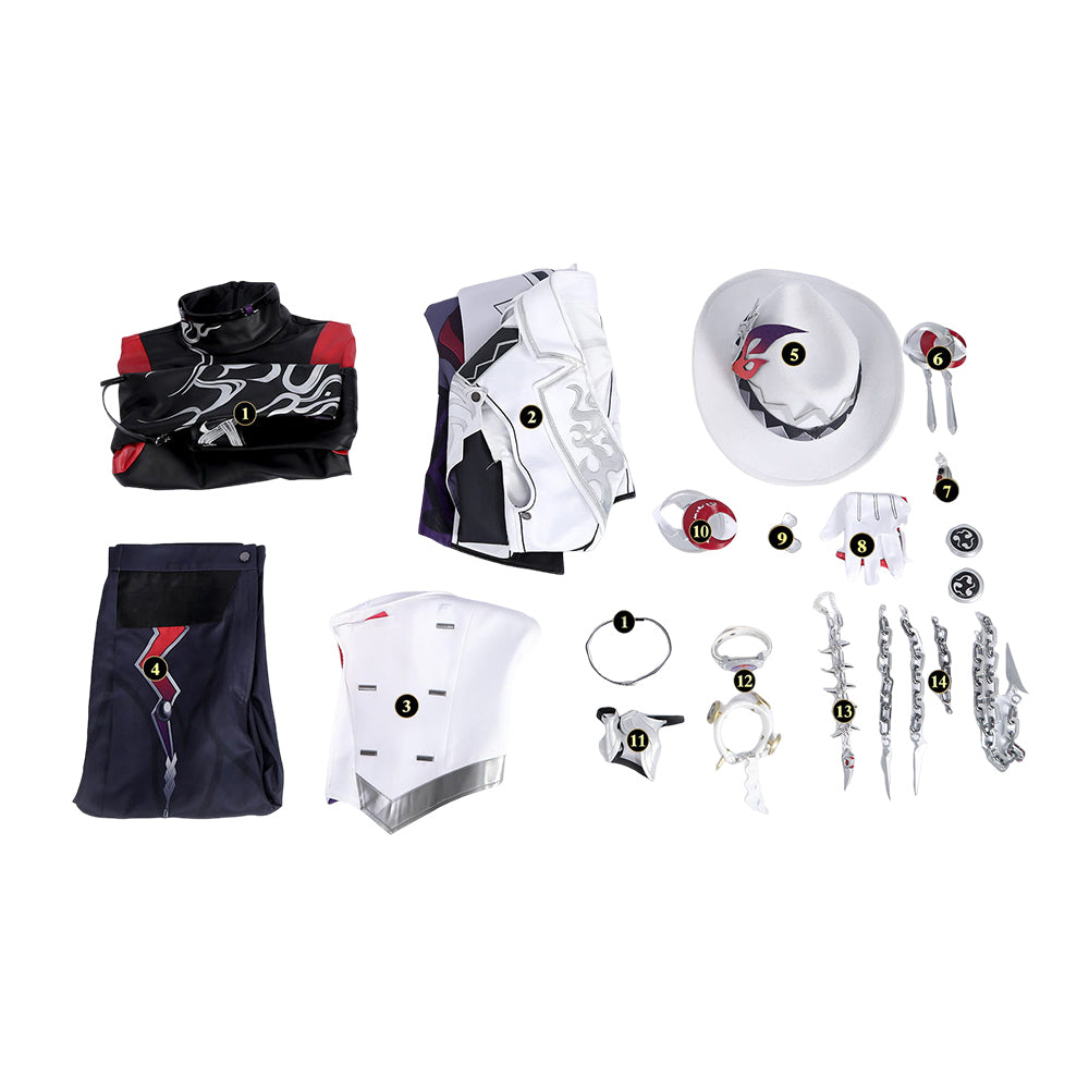 Cosplay Costume Ashveil Honkai: Star Rail Jeu Cosplay Tenue Blanche et Noire Homme