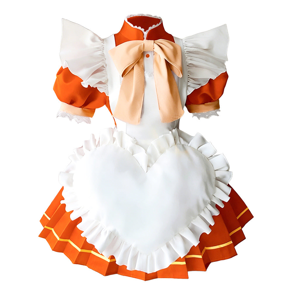 Cosplay Costume Bu-Ling Huang Tokyo Mew Mew Anime Cosplay Robe Blanche et Orange Femme