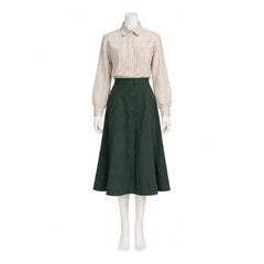 Cosplay Costume Carrie(2026) TV Cosplay Chemise Rayée+Jupe Longue Verte Femme