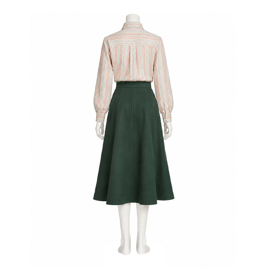 Cosplay Costume Carrie(2026) TV Cosplay Chemise Rayée+Jupe Longue Verte Femme