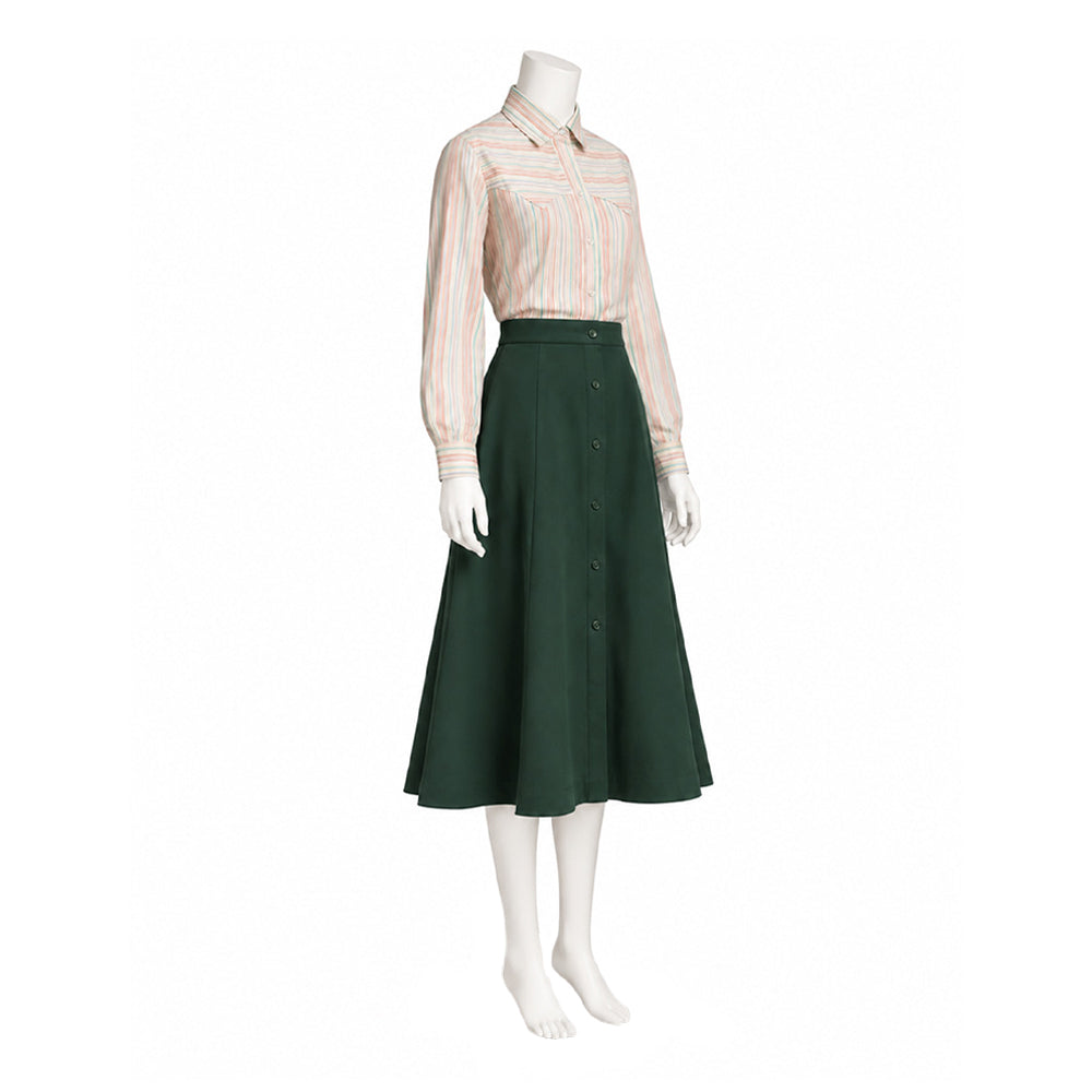 Cosplay Costume Carrie(2026) TV Cosplay Chemise Rayée+Jupe Longue Verte Femme
