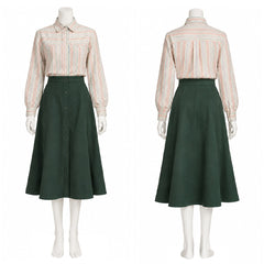 Cosplay Costume Carrie(2026) TV Cosplay Chemise Rayée+Jupe Longue Verte Femme