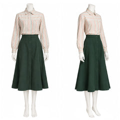 Cosplay Costume Carrie(2026) TV Cosplay Chemise Rayée+Jupe Longue Verte Femme
