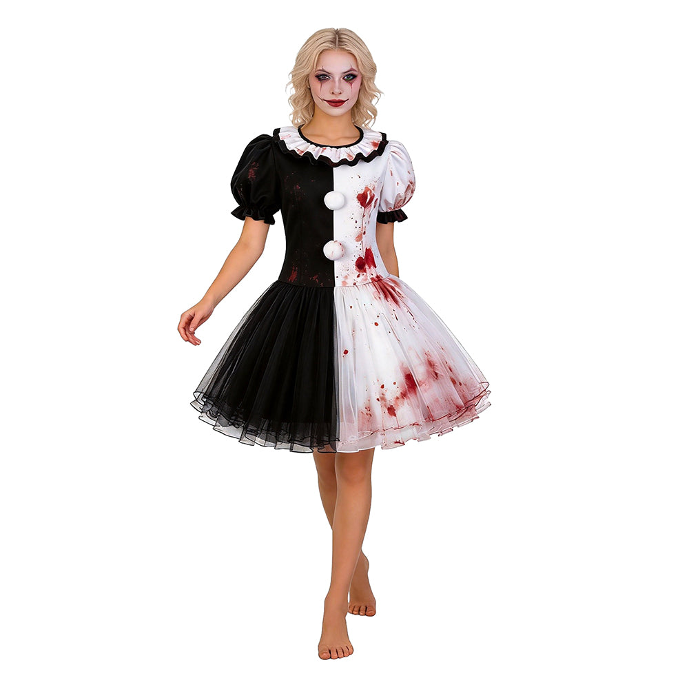 Cosplay Costume Clown Terrifier 4(2026) Film Cosplay Robe Blanche et Noire Enfant