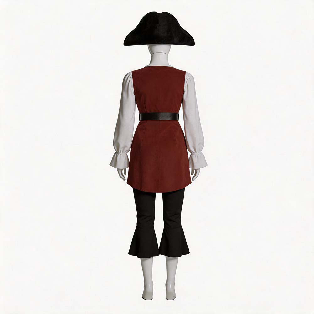  Cosplay Costume Elizabeth Swann Pirates of the Caribbean Film Cosplay Tenue Marron et Blanche Femme