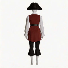  Cosplay Costume Elizabeth Swann Pirates of the Caribbean Film Cosplay Tenue Marron et Blanche Femme