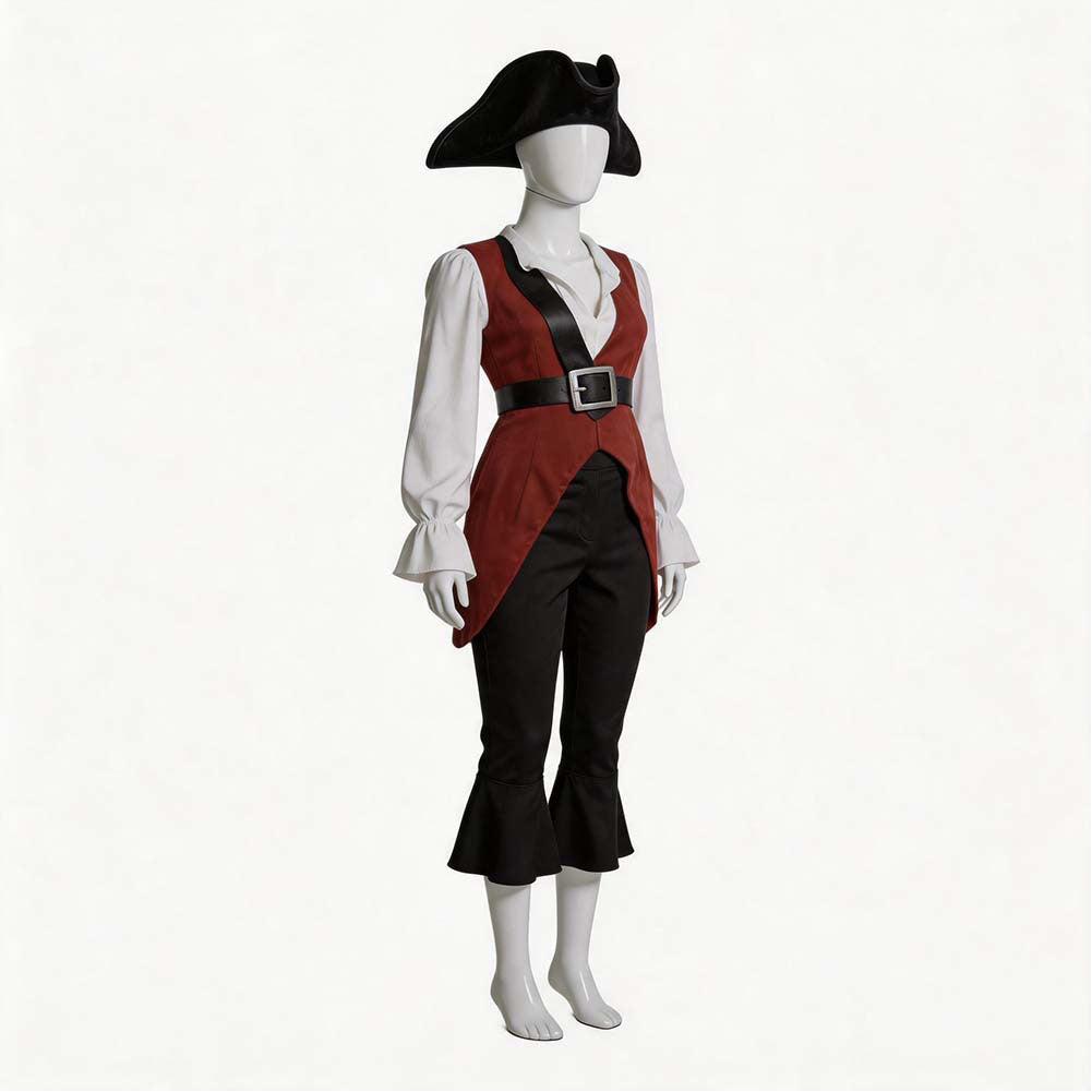  Cosplay Costume Elizabeth Swann Pirates of the Caribbean Film Cosplay Tenue Marron et Blanche Femme