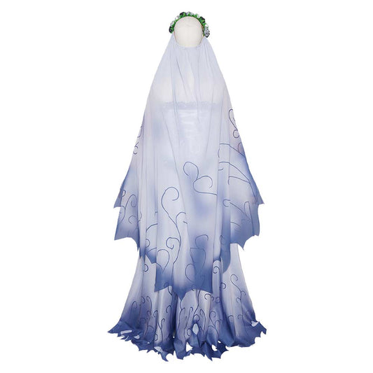 Cosplay Costume Emily Corpse Bride(2005) Film Cosplay Robe de Mariée Blanche et Bleue Femme