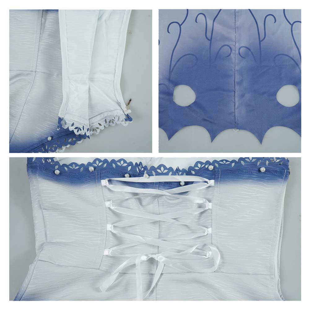 Cosplay Costume Emily Corpse Bride(2005) Film Cosplay Robe de Mariée Blanche et Bleue Femme