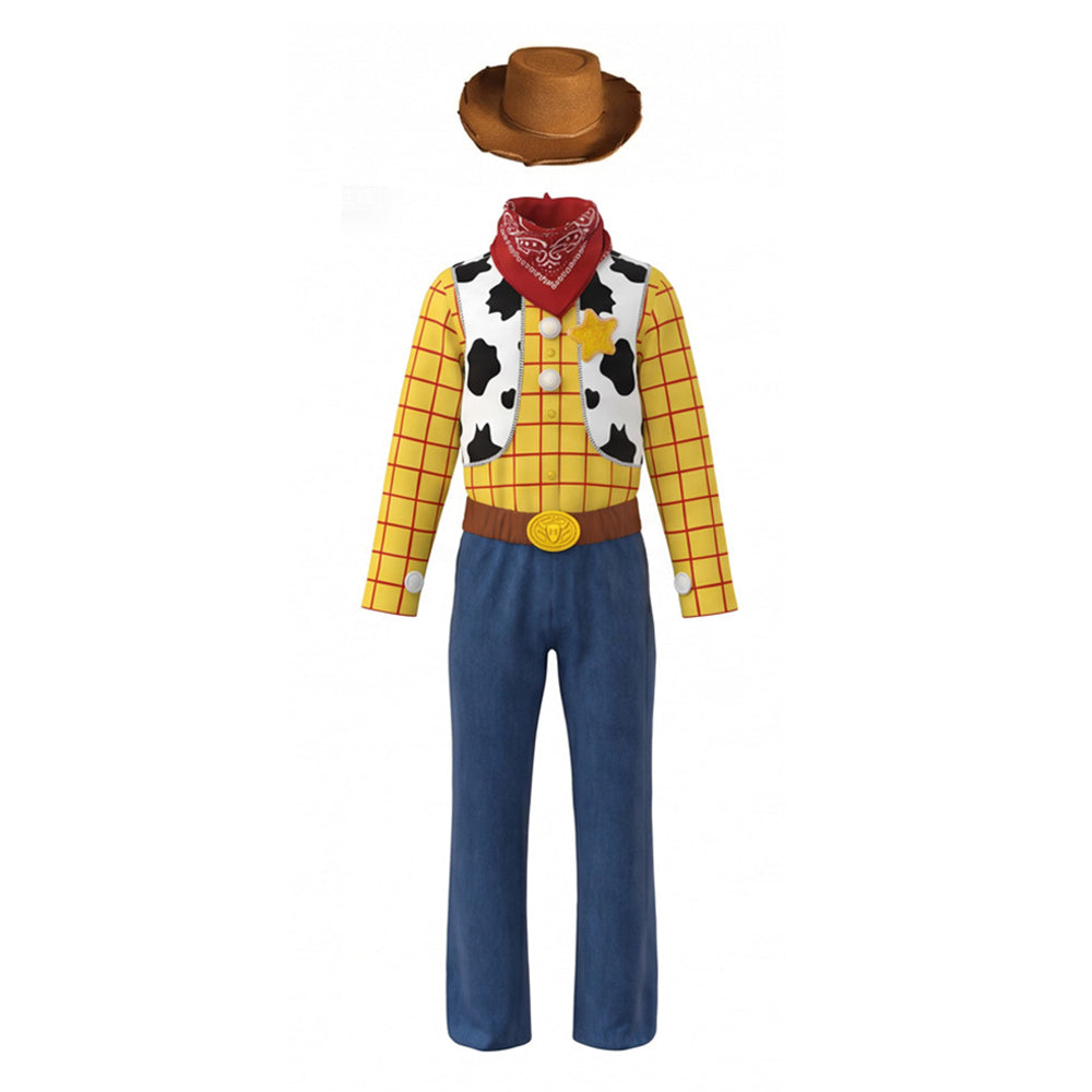 Cosplay Costume Enfant Woody Film Cosplay Tenue Jaune et Bleue