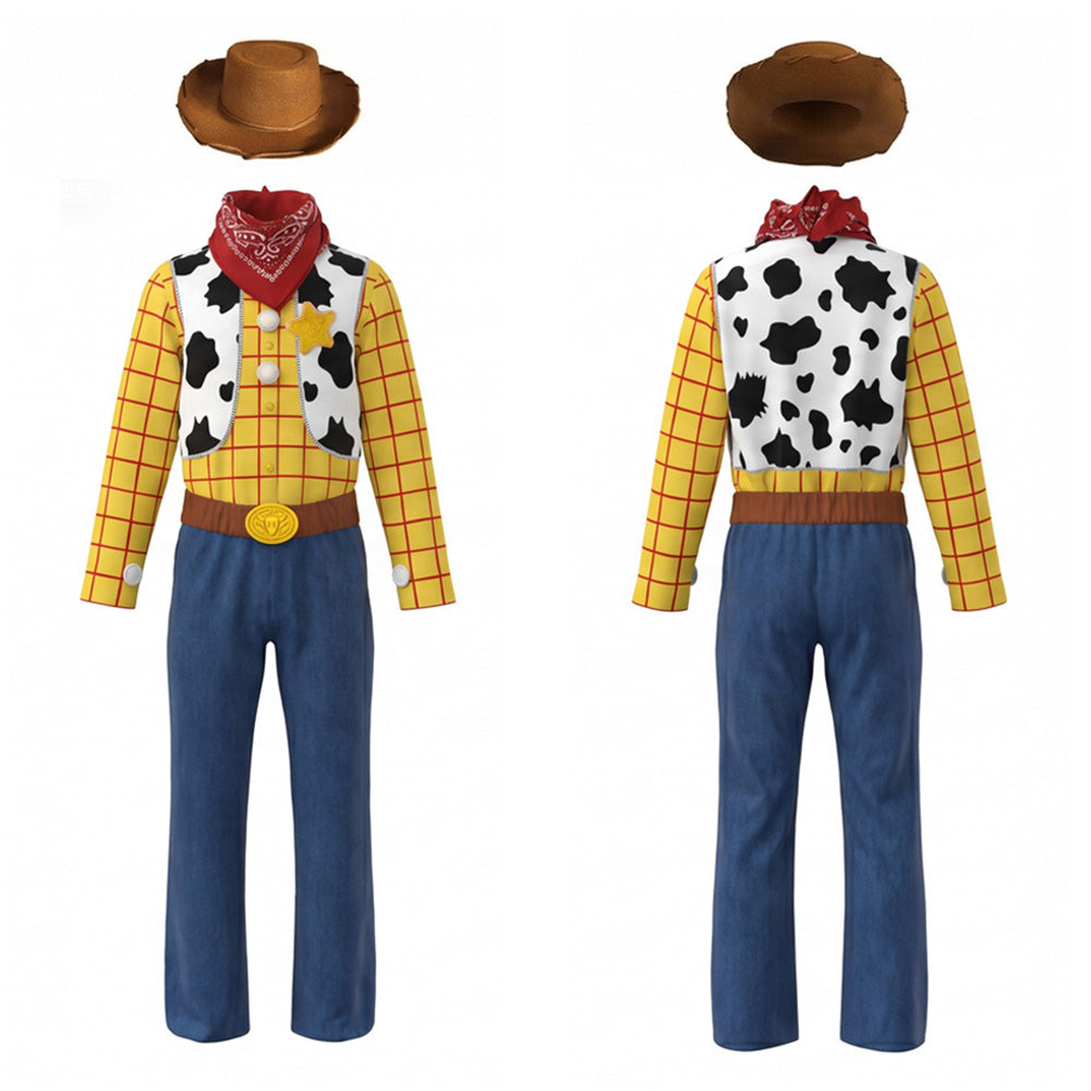 Cosplay Costume Enfant Woody Film Cosplay Tenue Jaune et Bleue