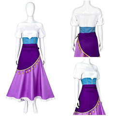 Cosplay Costume Esmeralda The Hunchback of Notre Dame(1996) Film Cosplay Tenue Violette et Blanche Femme
