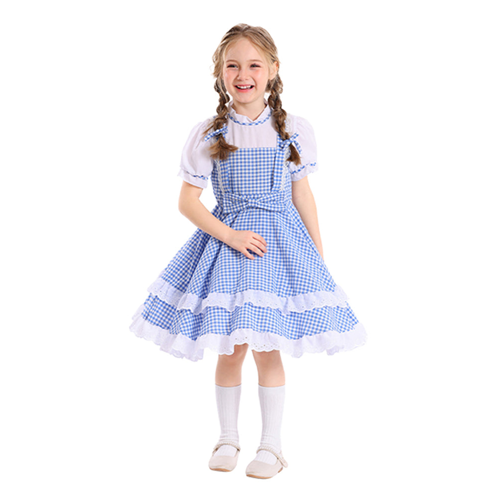 Cosplay Costume Fille Dorothy Gale Le Magicien d'Oz(1939) Film Cosplay Robe Bleue Enfant
