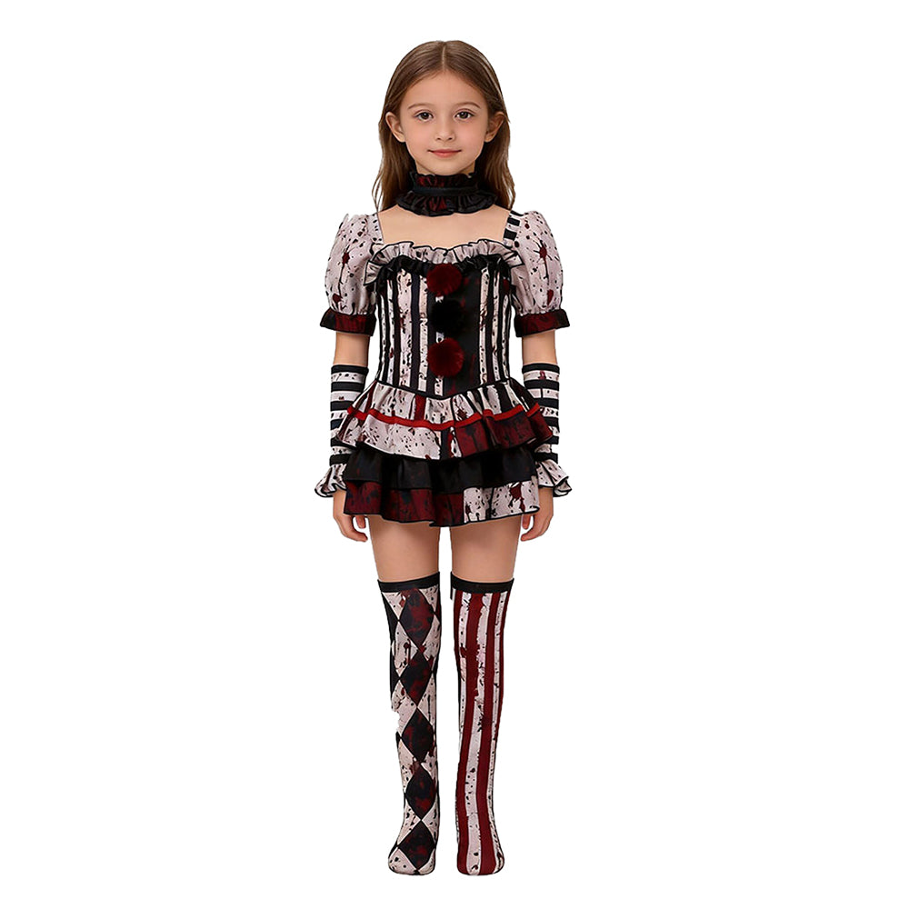 Cosplay Costume Fille Terrifier 4(2026) Film Cosplay Tenue Noire Taché de Sang Enfant