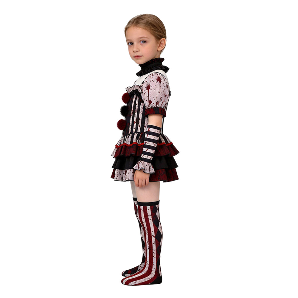 Cosplay Costume Fille Terrifier 4(2026) Film Cosplay Tenue Noire Taché de Sang Enfant