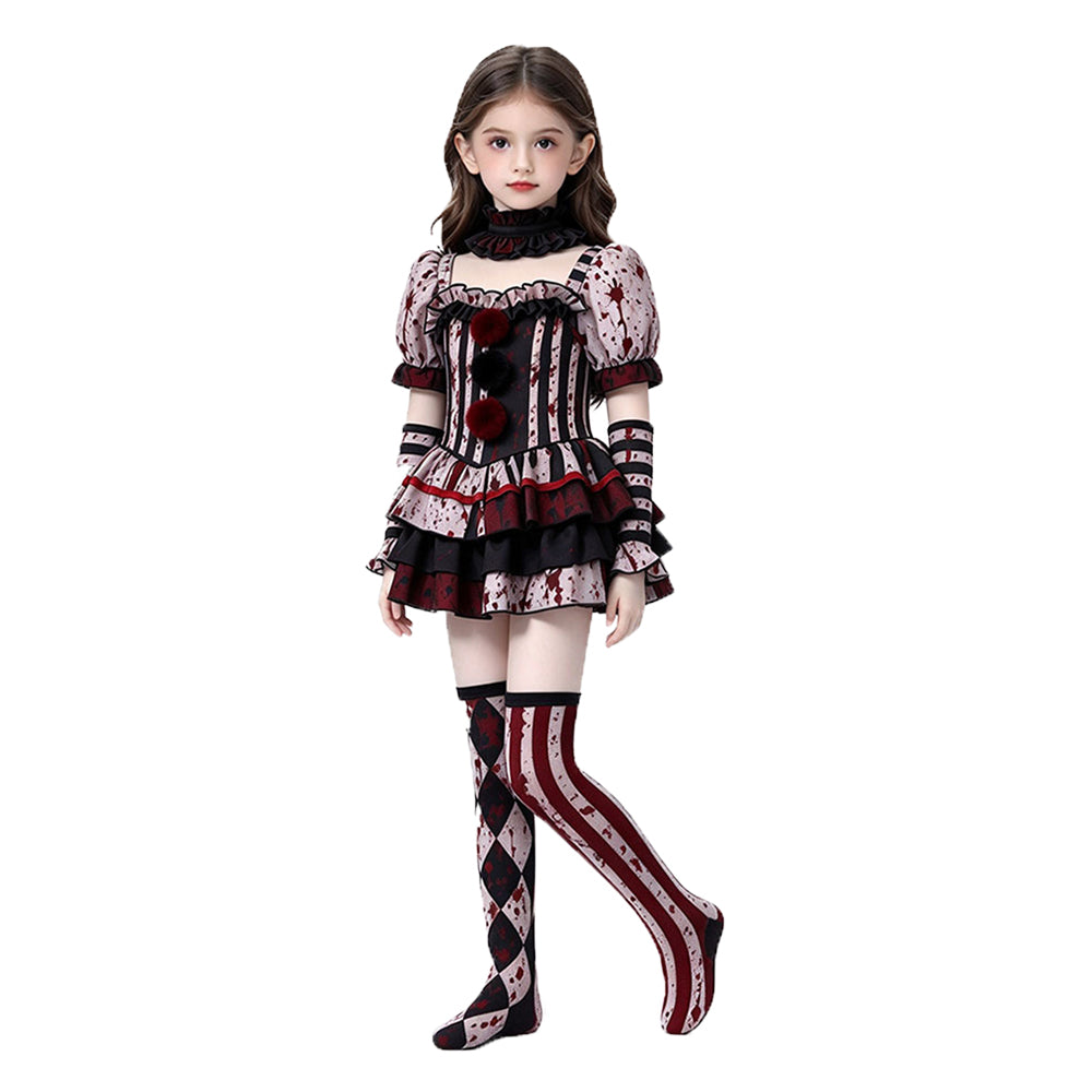 Cosplay Costume Fille Terrifier 4(2026) Film Cosplay Tenue Noire Taché de Sang Enfant