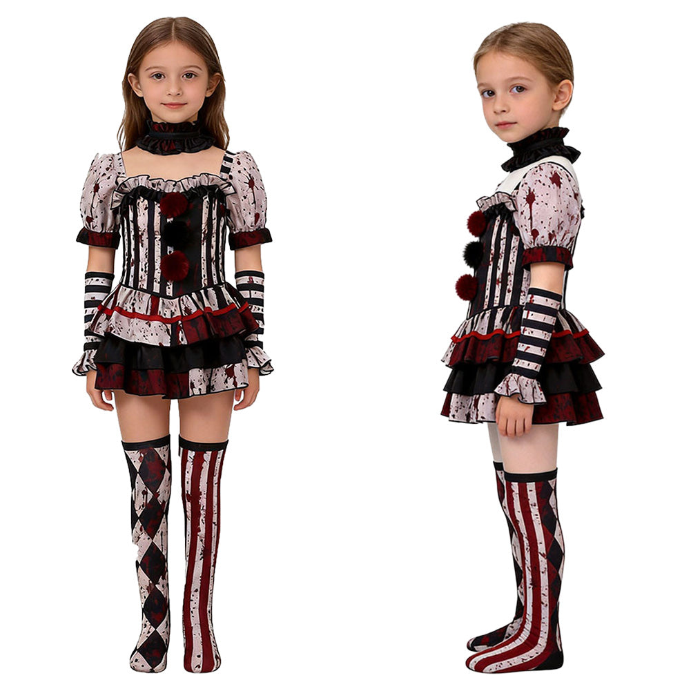 Cosplay Costume Fille Terrifier 4(2026) Film Cosplay Tenue Noire Taché de Sang Enfant
