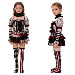 Cosplay Costume Fille Terrifier 4(2026) Film Cosplay Tenue Noire Taché de Sang Enfant