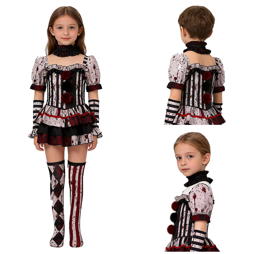 Cosplay Costume Fille Terrifier 4(2026) Film Cosplay Tenue Noire Taché de Sang Enfant