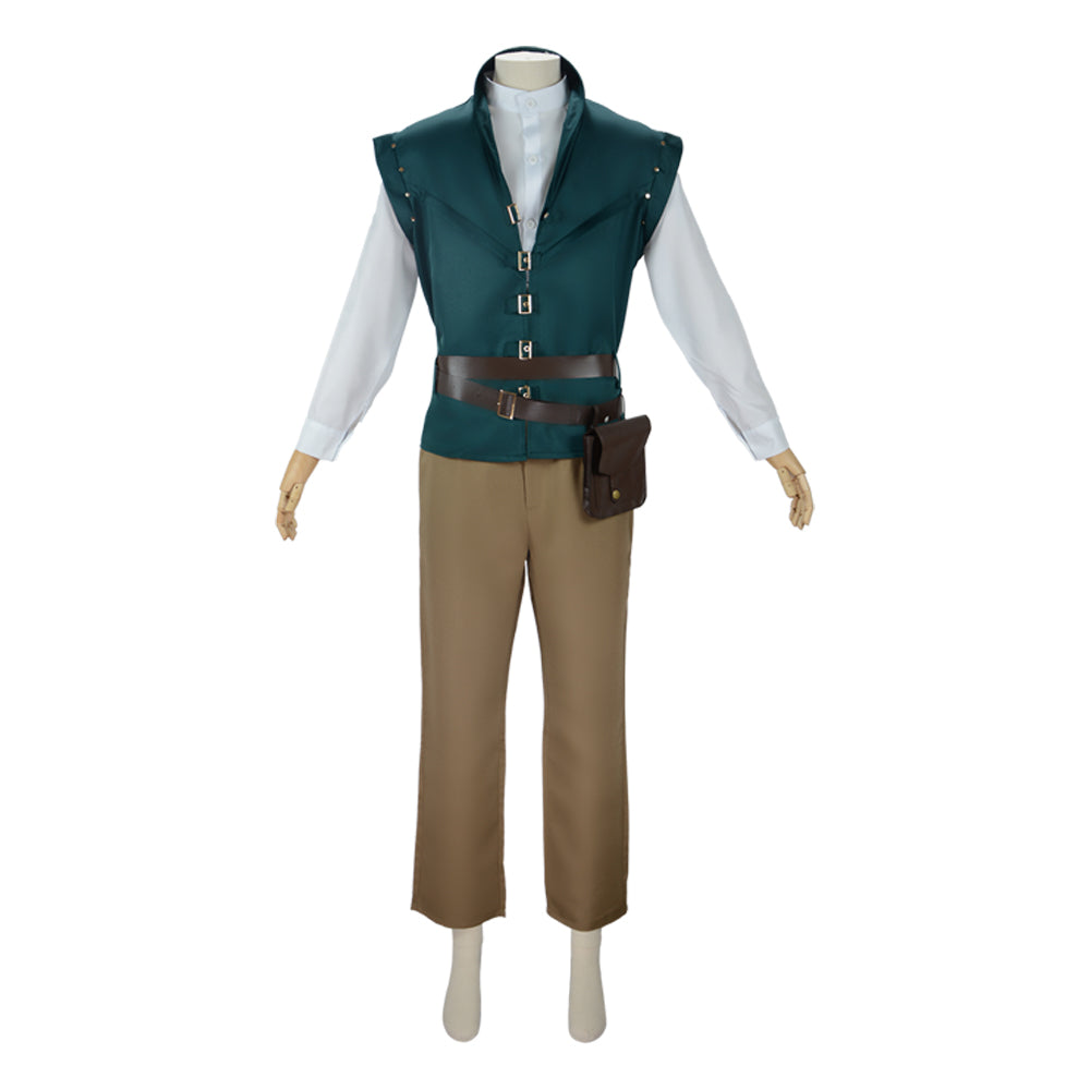 Cosplay Costume Flynn Rider Raiponce Film Cosplay Tenue Verte et Marron Homme