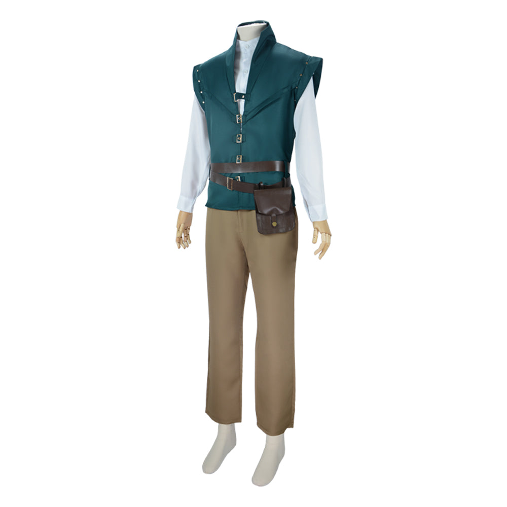 Cosplay Costume Flynn Rider Raiponce Film Cosplay Tenue Verte et Marron Homme