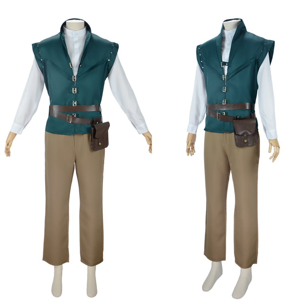 Cosplay Costume Flynn Rider Raiponce Film Cosplay Tenue Verte et Marron Homme