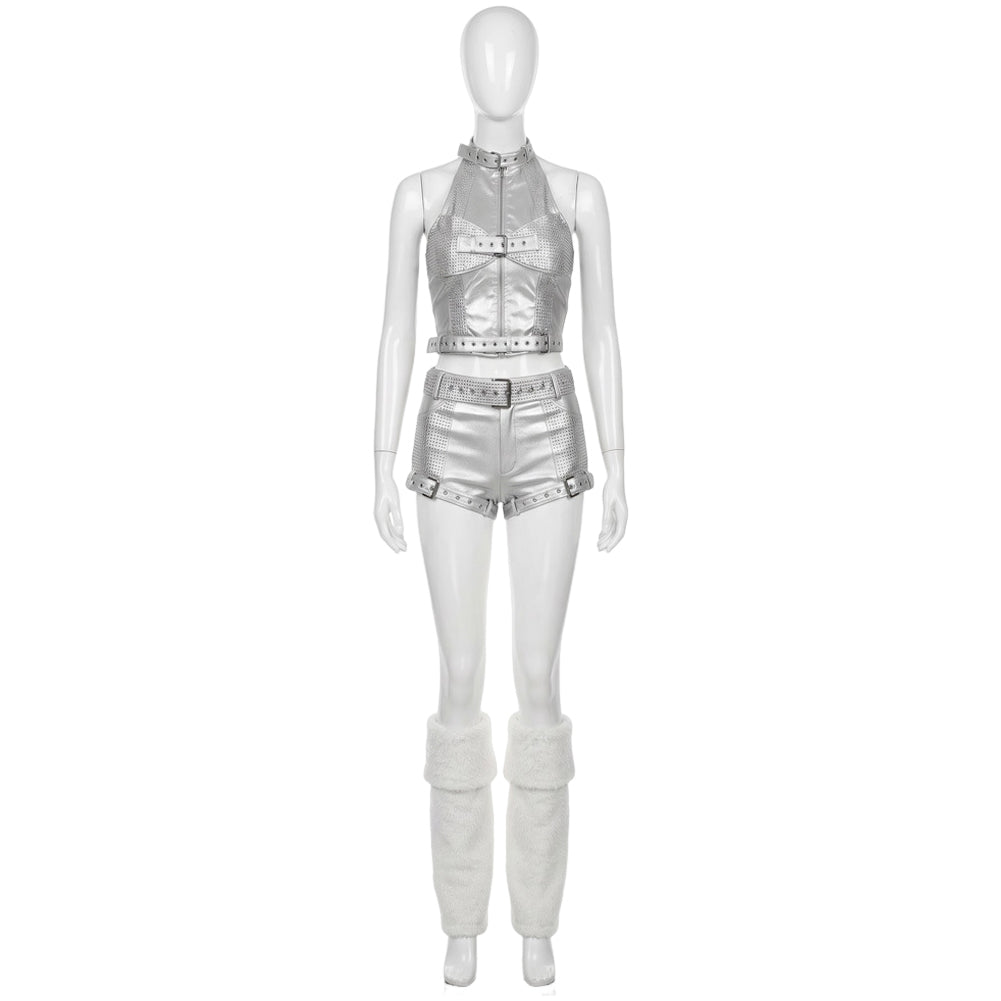 Cosplay Costume Groupe de Filles Tenue de Scène Argentée Femme
