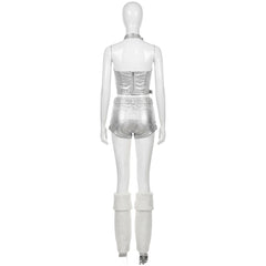 Cosplay Costume Groupe de Filles Tenue de Scène Argentée Femme