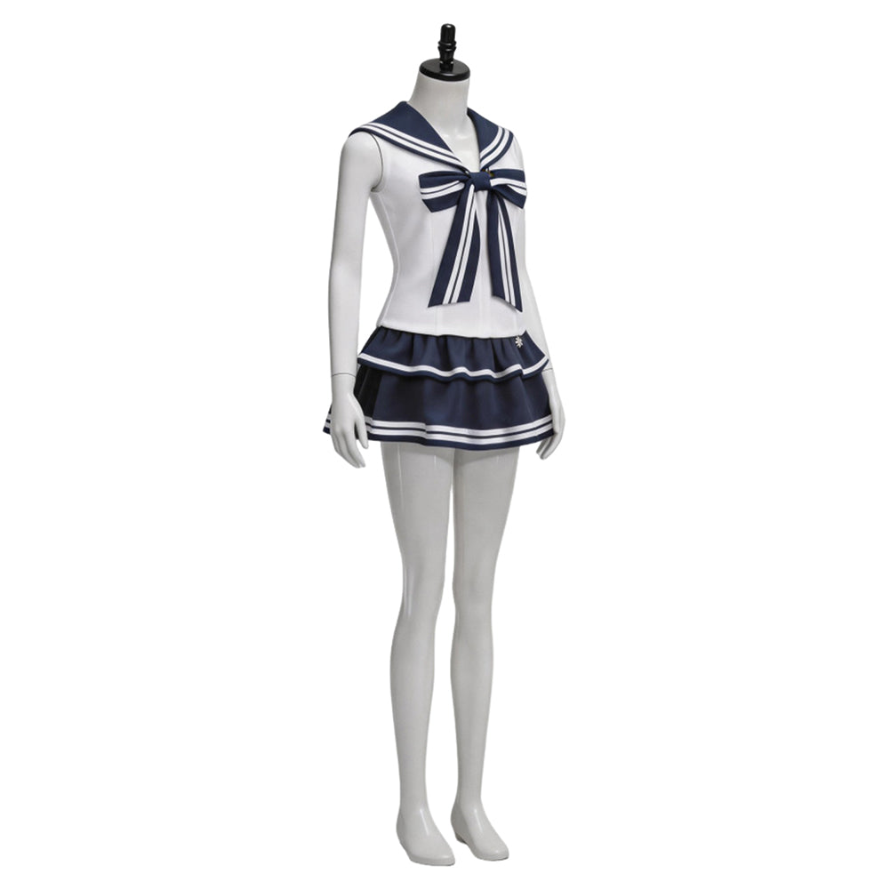 Cosplay Costume Groupe de Filles Uniforme de Scène Blanche et Bleue Femme