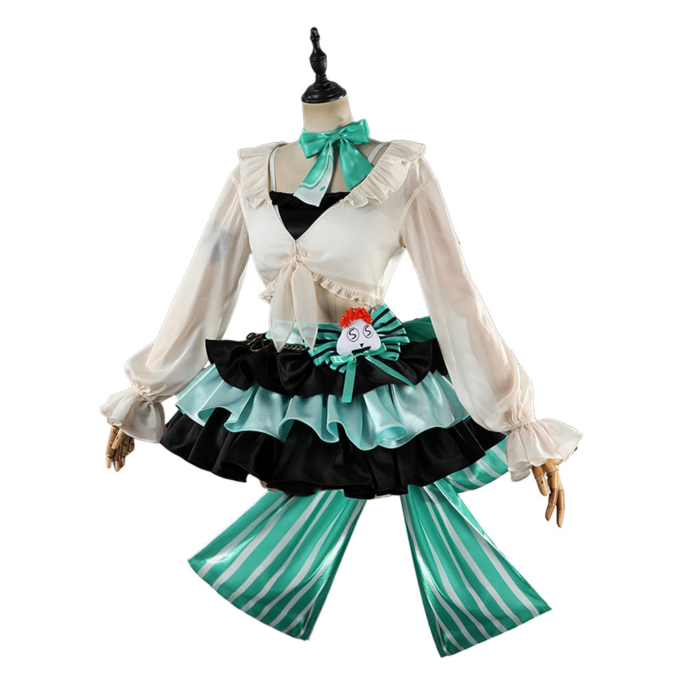 Cosplay Costume Haruka Arknights Jeu Cosplay Tenue Blanche et Verte Femme