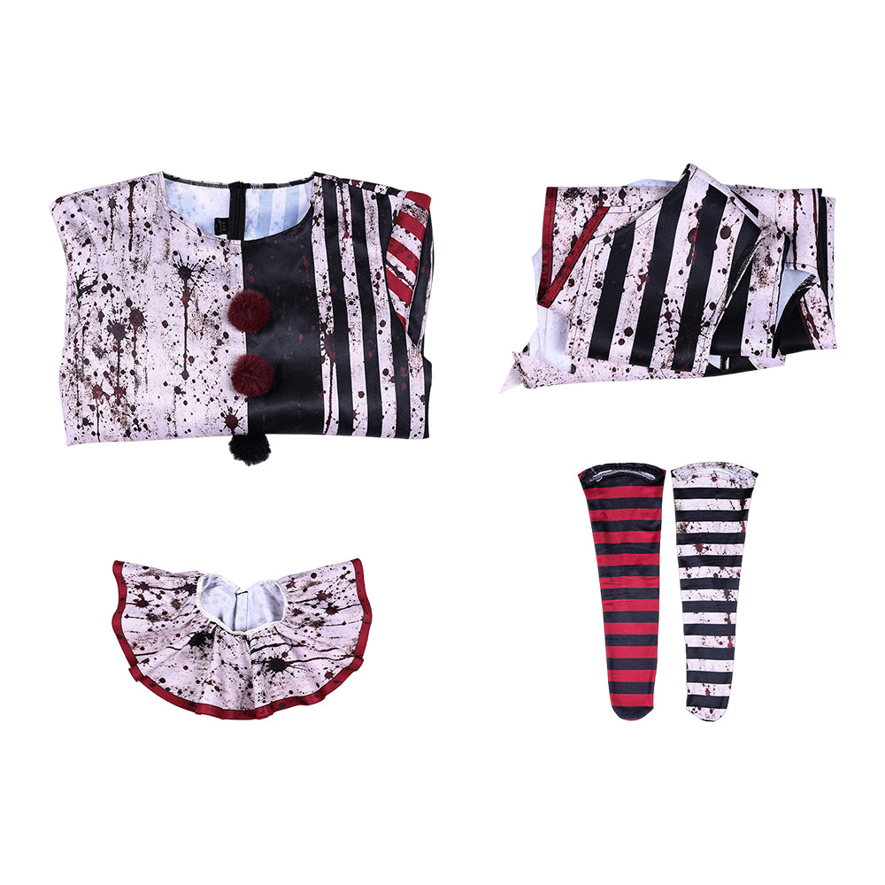 Cosplay Costume Homme Art The Clown Terrifier 4(2026) Film Cosplay Tenue Noire et BlancheTaché de Sang