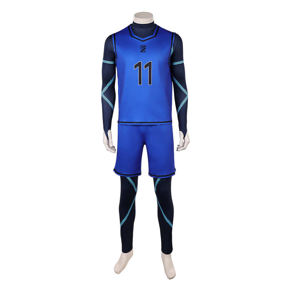 Cosplay Costume Isagi Yoichi Blue Lock Live Action(2026) Team Z Maillot de Football Bleu Homme