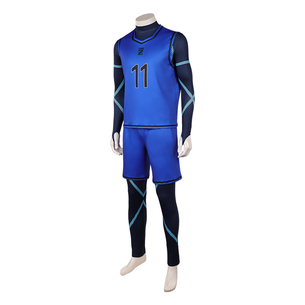 Cosplay Costume Isagi Yoichi Blue Lock Live Action(2026) Team Z Maillot de Football Bleu Homme