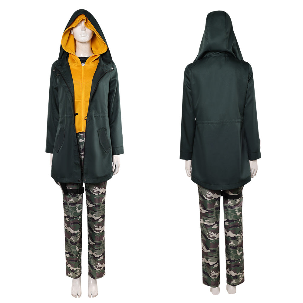  Cosplay Costume Jean Grey Film Cosplay Top Noire-Jaune+Pantalon de Camouflage Tenue Femme