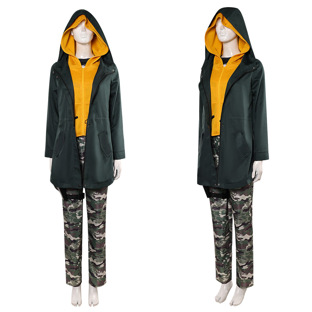  Cosplay Costume Jean Grey Film Cosplay Top Noire-Jaune+Pantalon de Camouflage Tenue Femme