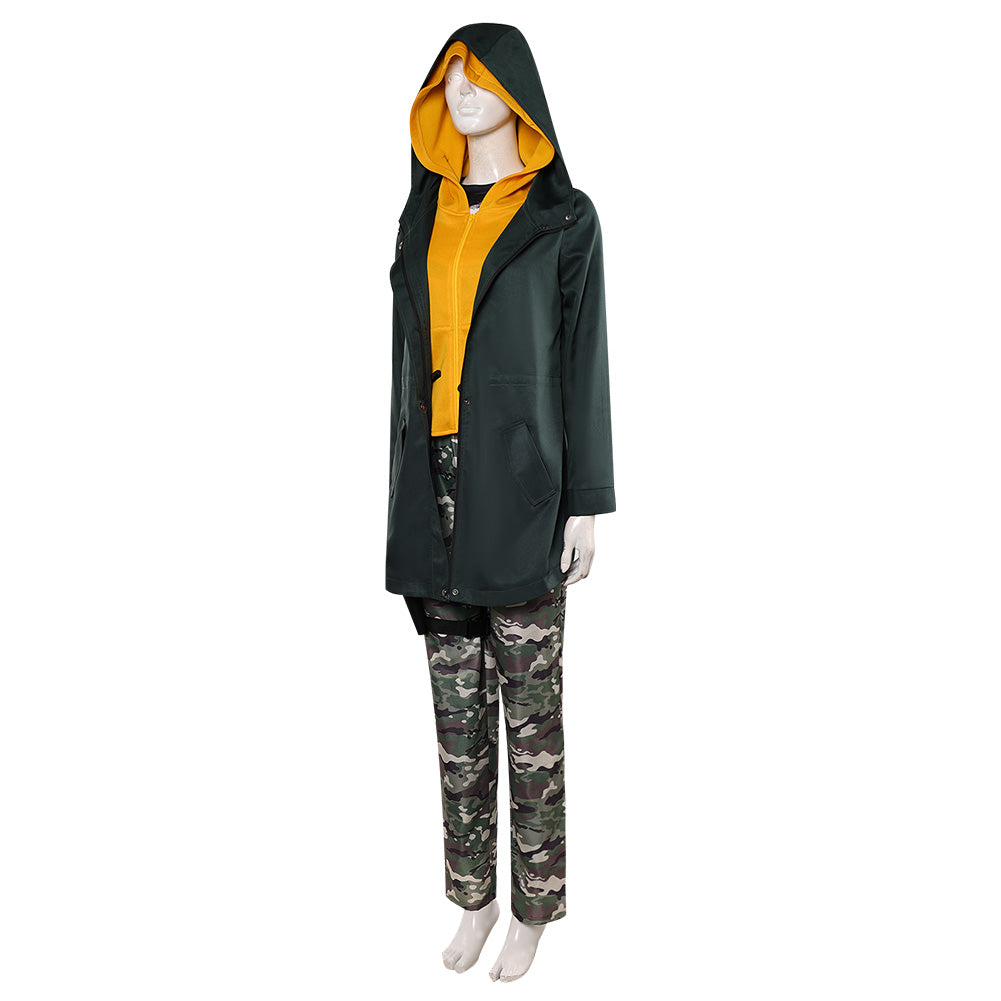  Cosplay Costume Jean Grey Film Cosplay Top Noire-Jaune+Pantalon de Camouflage Tenue Femme