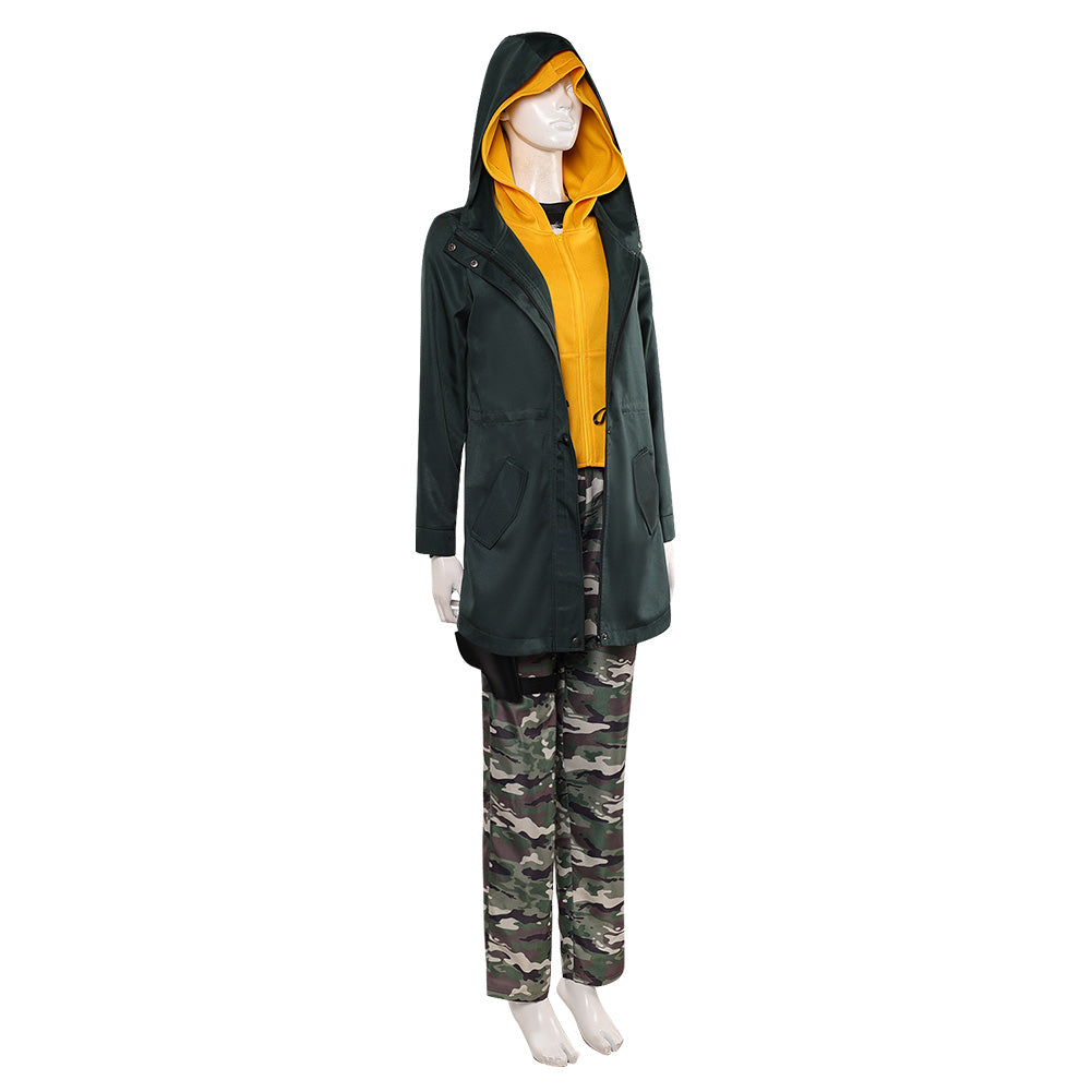  Cosplay Costume Jean Grey Film Cosplay Top Noire-Jaune+Pantalon de Camouflage Tenue Femme