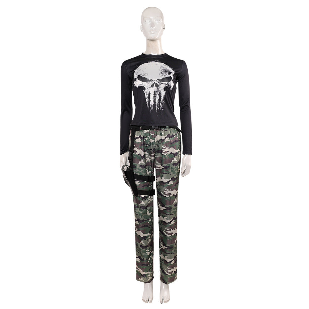  Cosplay Costume Jean Grey Film Cosplay Top Noire-Jaune+Pantalon de Camouflage Tenue Femme