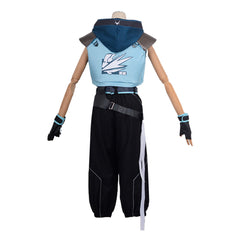 Cosplay Costume Jett Valorant Jeu Cosplay Tenue Noire et Bleue Femme