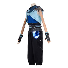Cosplay Costume Jett Valorant Jeu Cosplay Tenue Noire et Bleue Femme