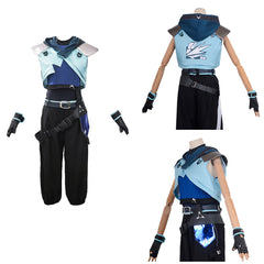 Cosplay Costume Jett Valorant Jeu Cosplay Tenue Noire et Bleue Femme
