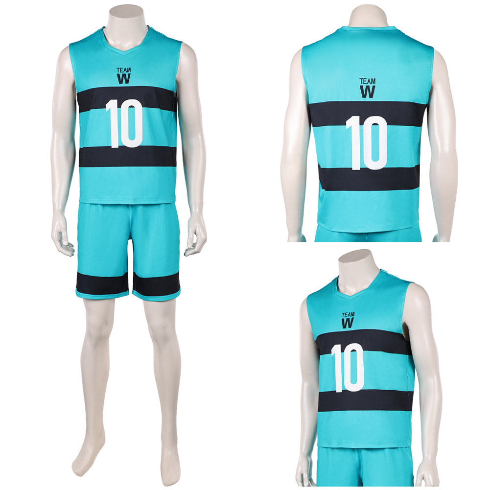Cosplay Costume Junichi Wanima Blue Lock Live Action(2026) Film Cosplay Team W Uniforme Vert Homme