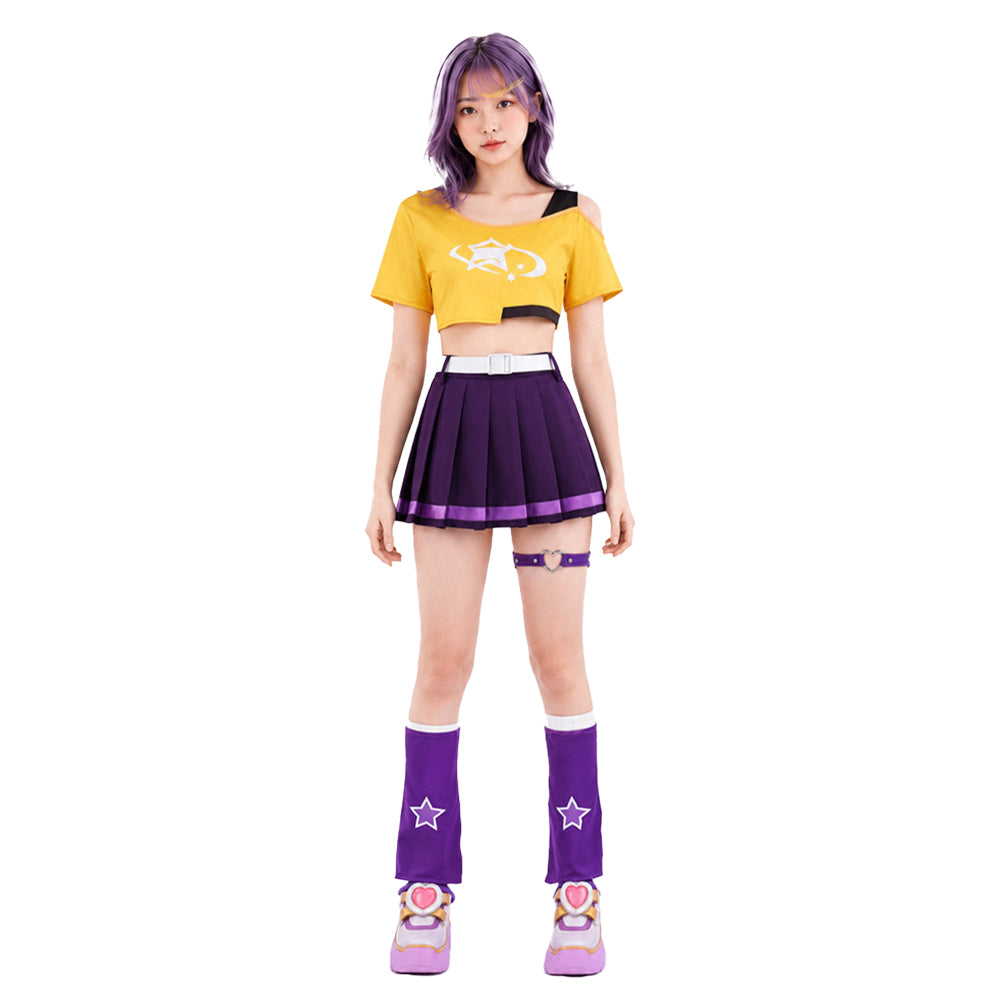 Cosplay Costume Juno Overwatch Jeu Cosplay Tenue Jaune et Violette Femme