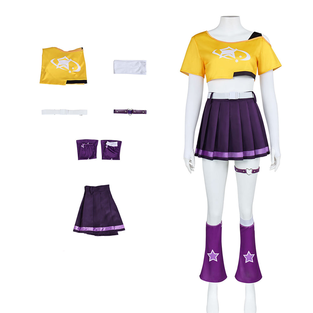 Cosplay Costume Juno Overwatch Jeu Cosplay Tenue Jaune et Violette Femme