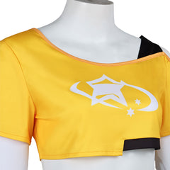 Cosplay Costume Juno Overwatch Jeu Cosplay Tenue Jaune et Violette Femme