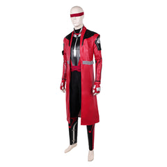 Cosplay Costume Kenshi Takahashi Mortal Kombat 2(2026) Film Cosplay Tenue Rouge et Noire de Cuir Homme